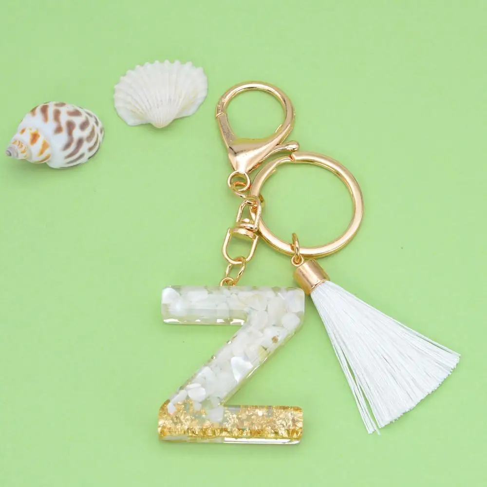 Cute Resin Material Couple Gift Glitter Keyring Letter Keychain Alphabet Key Chain Bag Pendant