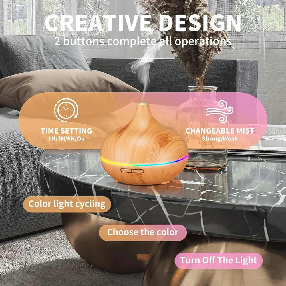 Large Cool Mist Humidifier with Ambient LED Light, Auto Shut-Off, Perfect for Home, Office, Bedroom