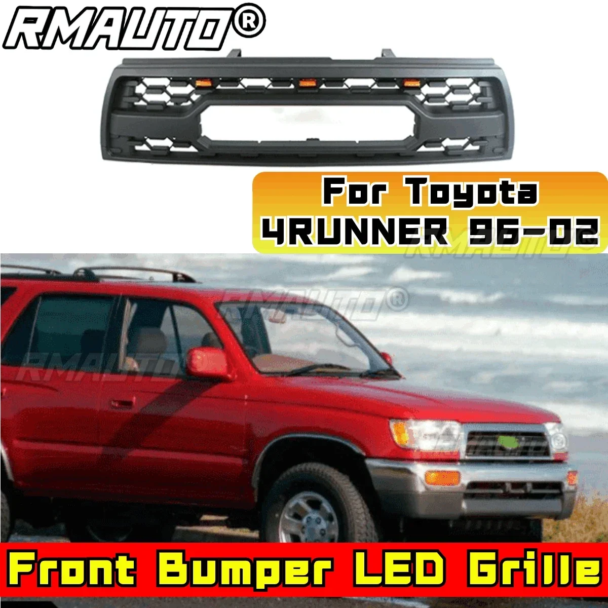 Bumper Grill For Toyota 4RUNNER 1996-2002 Car Front Bumper Racing Grill Body Kit ABS Plastic Front Bumper Grille Car Accessories