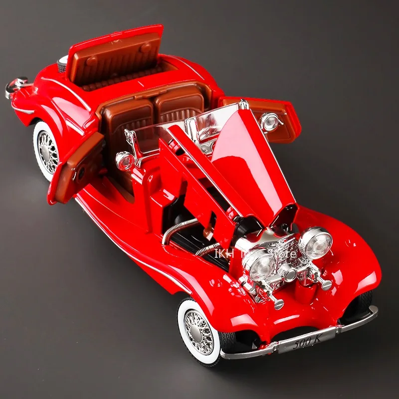 

1:32 500K 300SL Model Toy Vintage Cars Alloy Diecast Sound Light Doors Opened Pull Back Decoration Vehicles for Children Gifts