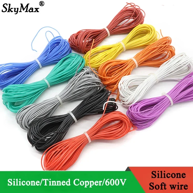 1M/5M odporny na wysoką temperaturę kabel 30 28 26 24 22 20 18 16 15 14 13 12 10 AWG Ultra miękkie przewód silikonowy wysoka temperatura elastyczny miedzi