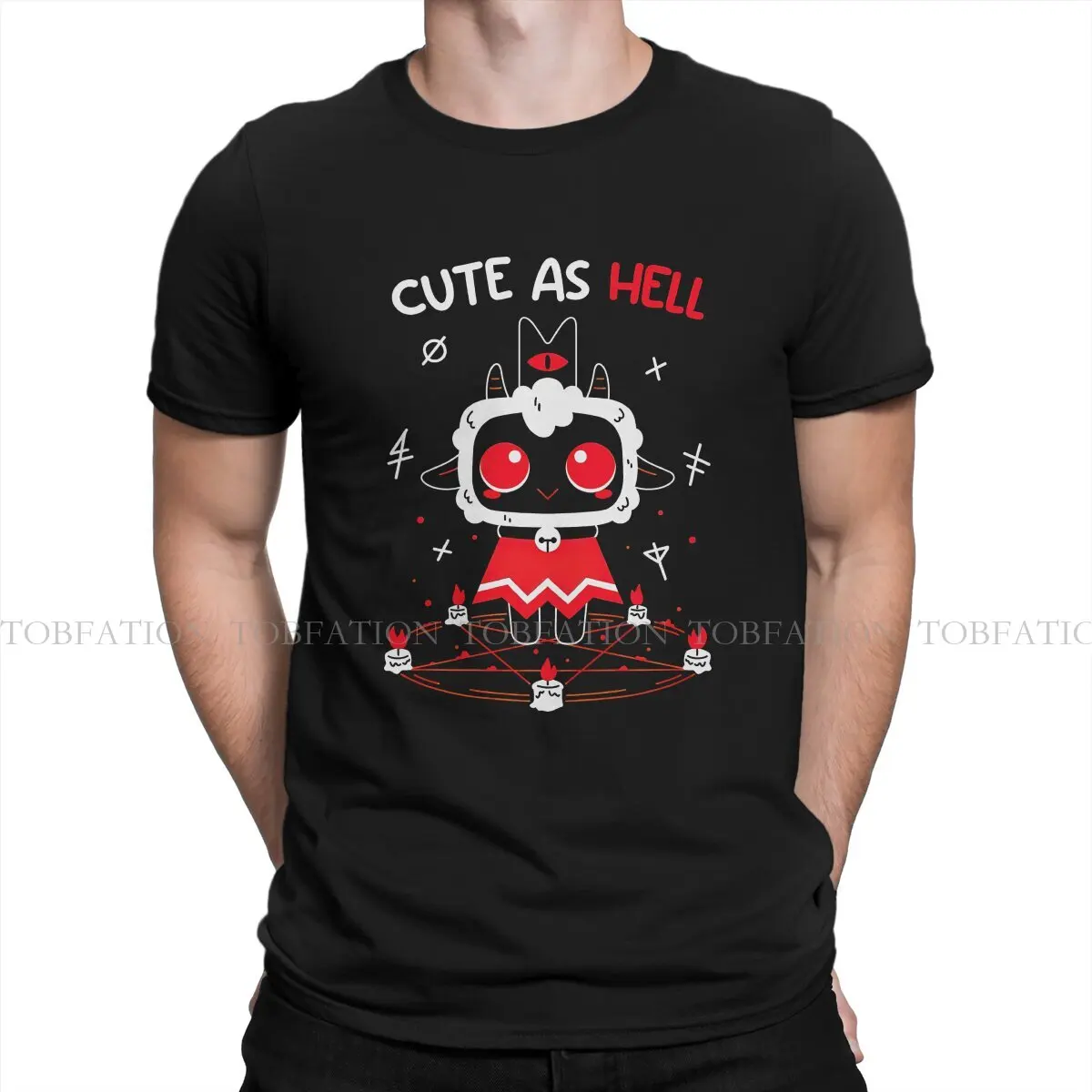 Cute As Hell Harajuku TShirt Cult of The Lamb Goat Game Creative Streetwear Leisure T Shirt Men Tee Special Gift Idea