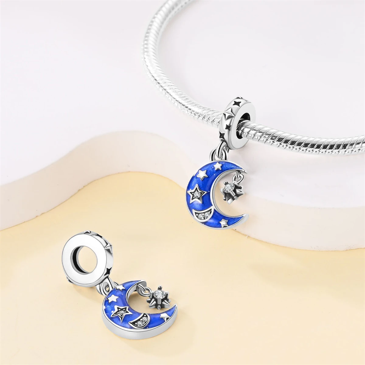 

Charms Original 925 Sterling Silver Blue Moon Star Pendant Beads Fit Bracelet Diy Fine Gift Women Delicate Jewelry Accessory