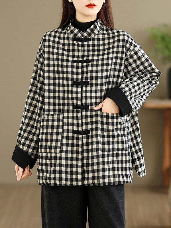 Slimming Effect Cotton Gauze Style Women's Jacket Traditional Chinese Collar Loose Fit Autumn New Arrival Outerwear