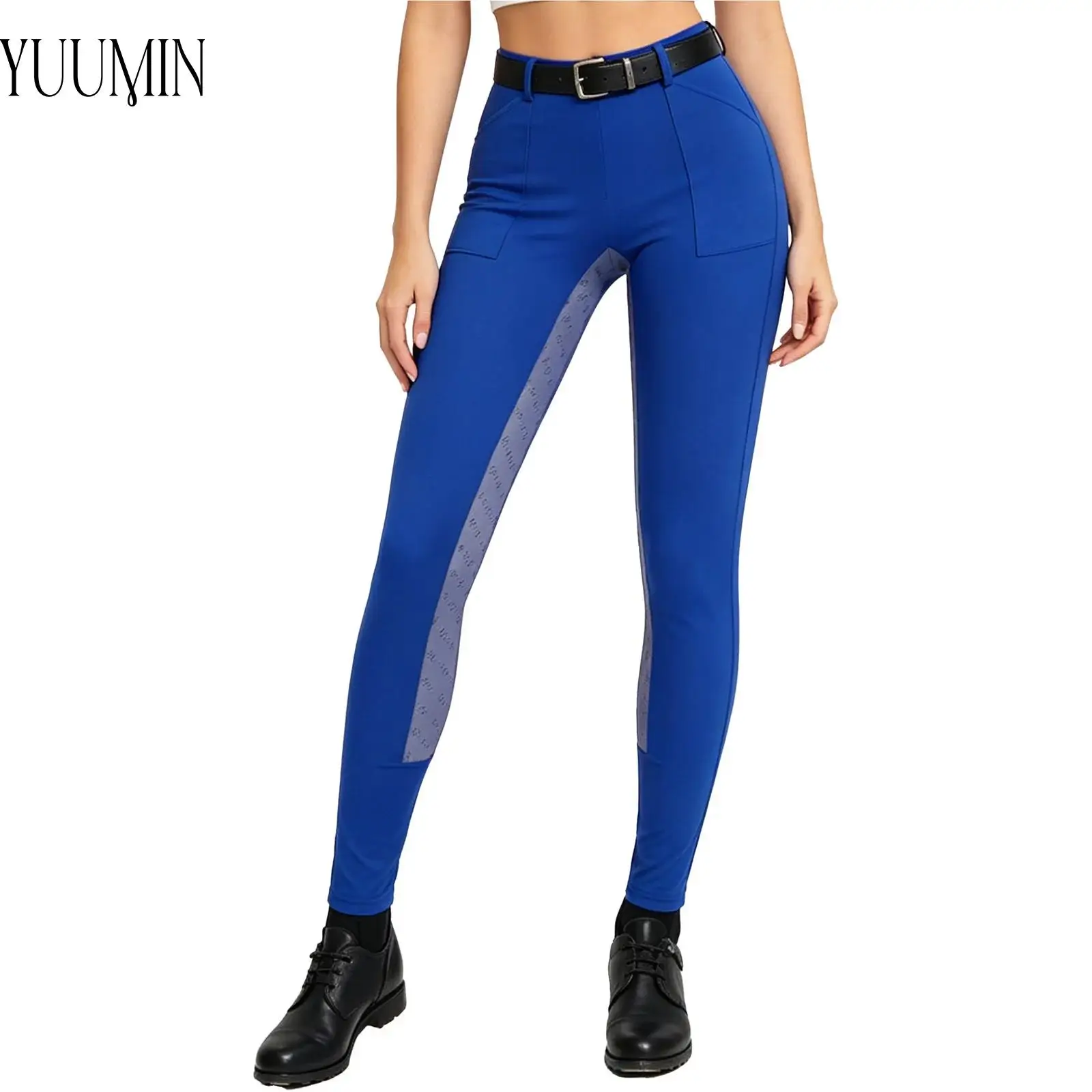

Women Horse Riding Pants Silicone Grip Functional Front Pockets Leggings Tights Breeches Trousers for Equestrian Lesson Training