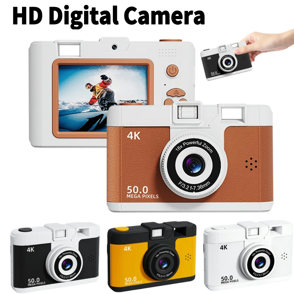 Digital Camera 1080P Dual Cameras Mini Camera 16x Zoom 50 million Pixels Retro CCD Photography/Video Recording/Mini DSLR Camera