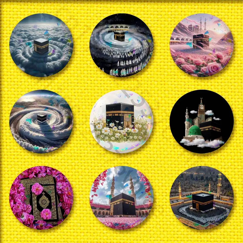 Arab Islam Islamic Mecca Pilgrim Badge For 32mm 25mm 75mm 44mm 58mm Round Pin Brooch Insignia Cover Backpack