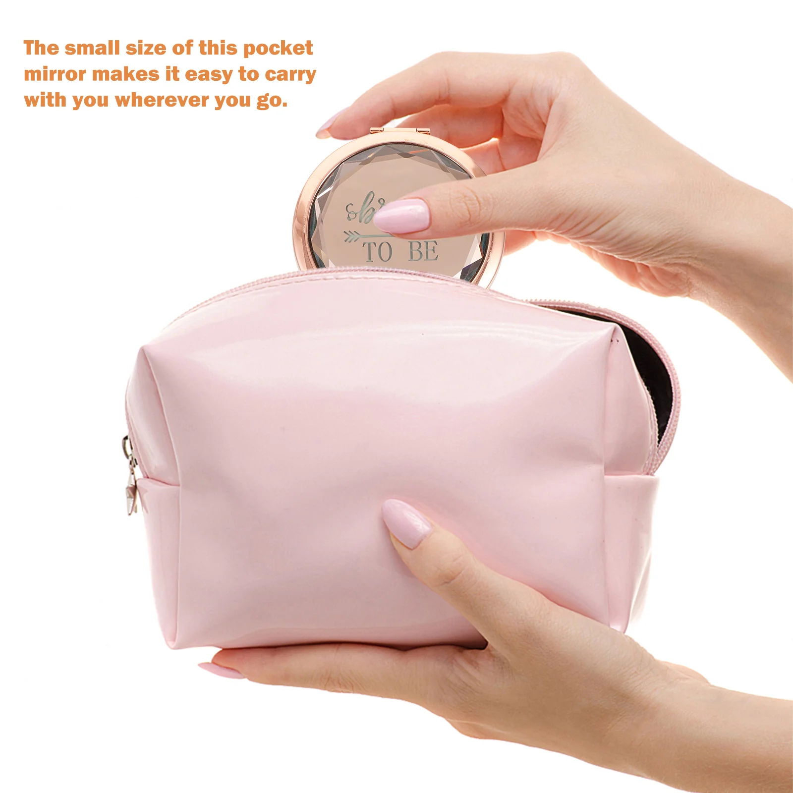 Specchio tascabile portatile Specchio per trucco compatto per donna Mini formato da viaggio Design leggero Sposa con superficie ad alta definizione