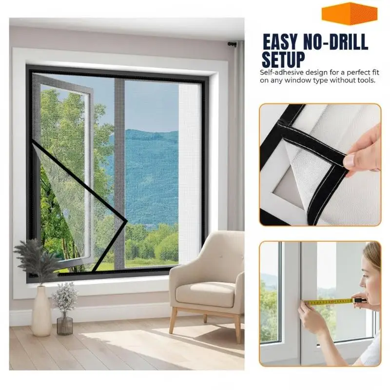 Anti-Mosquito Window Net Self-Adhesive Window Screen Net Nylon Mesh Curtain With Magic  Tape