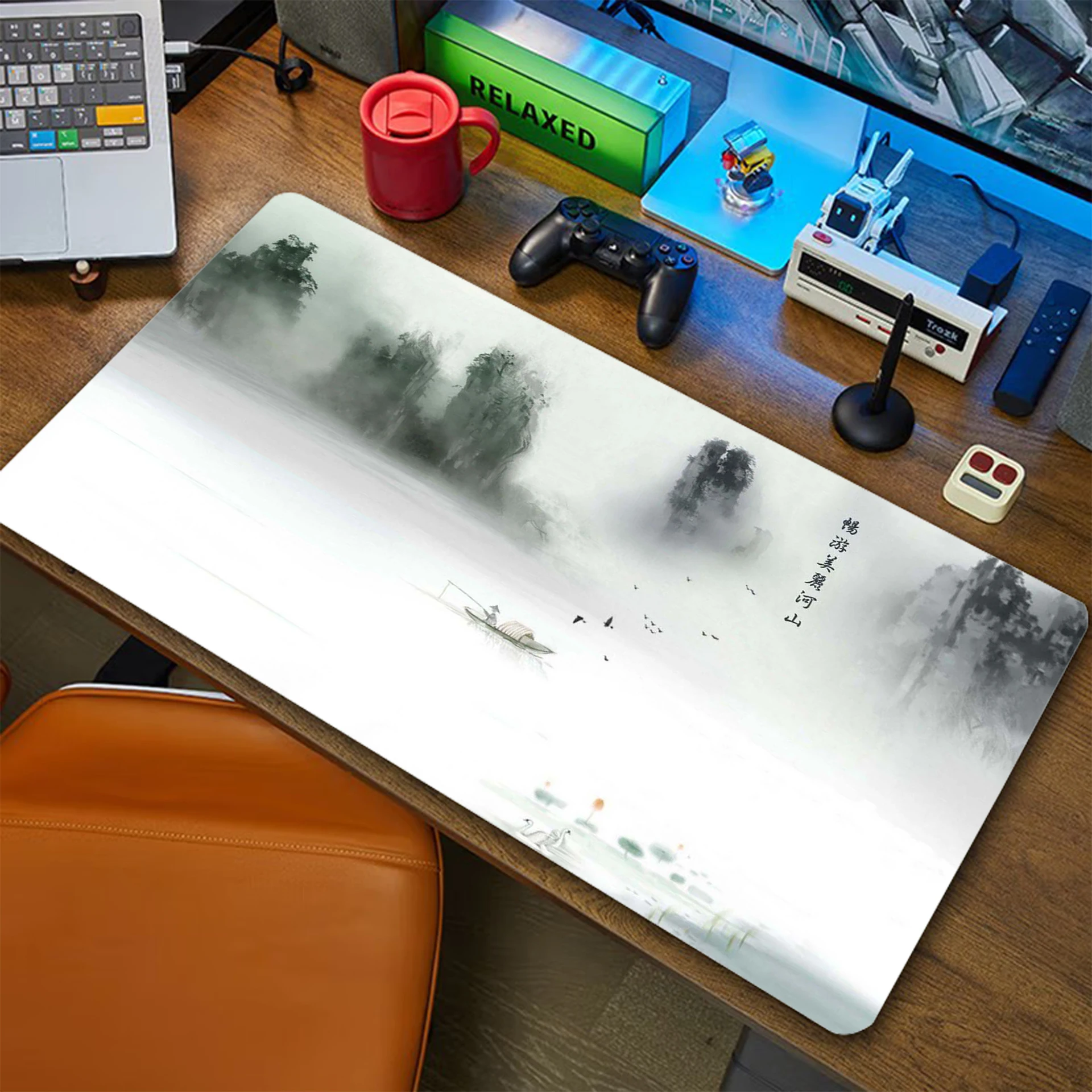 

Chinese Painting Gaming Mousepad Pc 90x40cm XXL Mouse Pad Locking Edge Mousemat Non-slip Rubber Pads Big Desk Mat Keyboard Pads