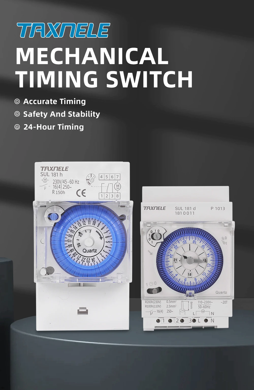 Temporizador Mecánico SUL181H – 24 Horas – 16 A – 220 V – Para Riel DIN – Control Automático De Encendido