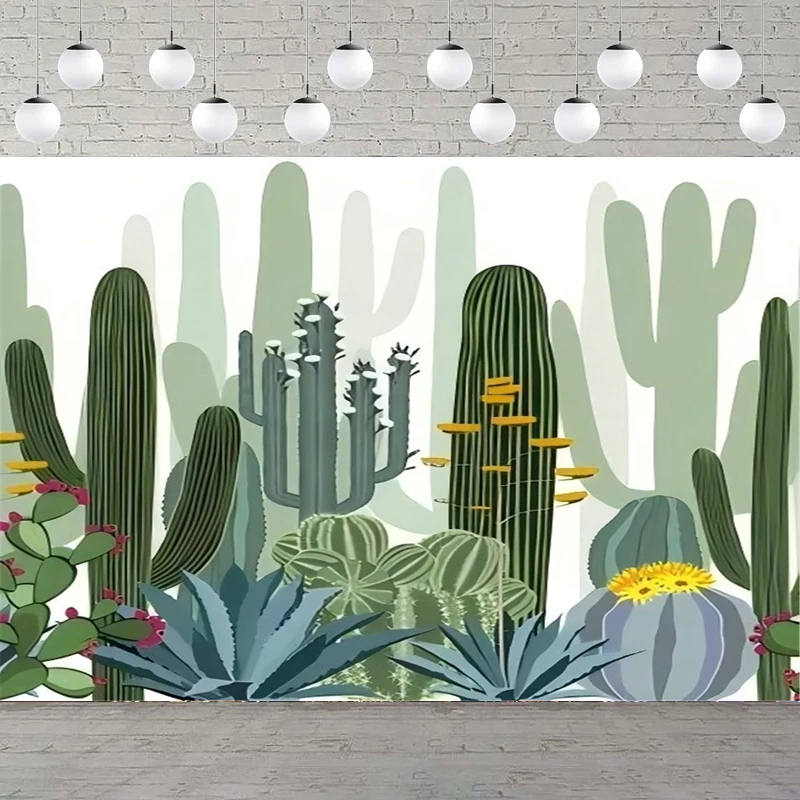Cactus Floral Photography Backdrop Mexican Fiesta Bridal Baby Shower Botanical Birthday Background Celebration Decor Photo Shoot