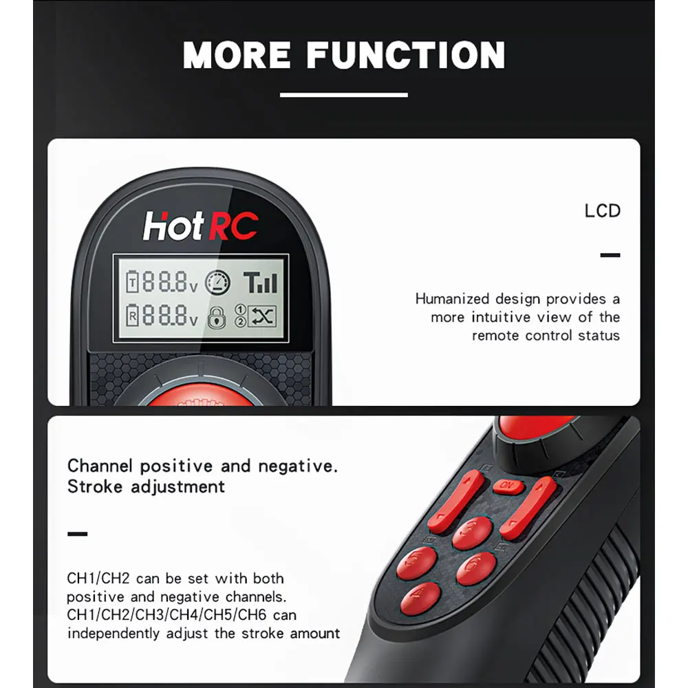 HOTRC DS600 Wireless Remote Control Upgrade System With F-06A Receiver 2.4GHz6CH Radio Transmitter ForRC Fishing Bait Boat Model view 4