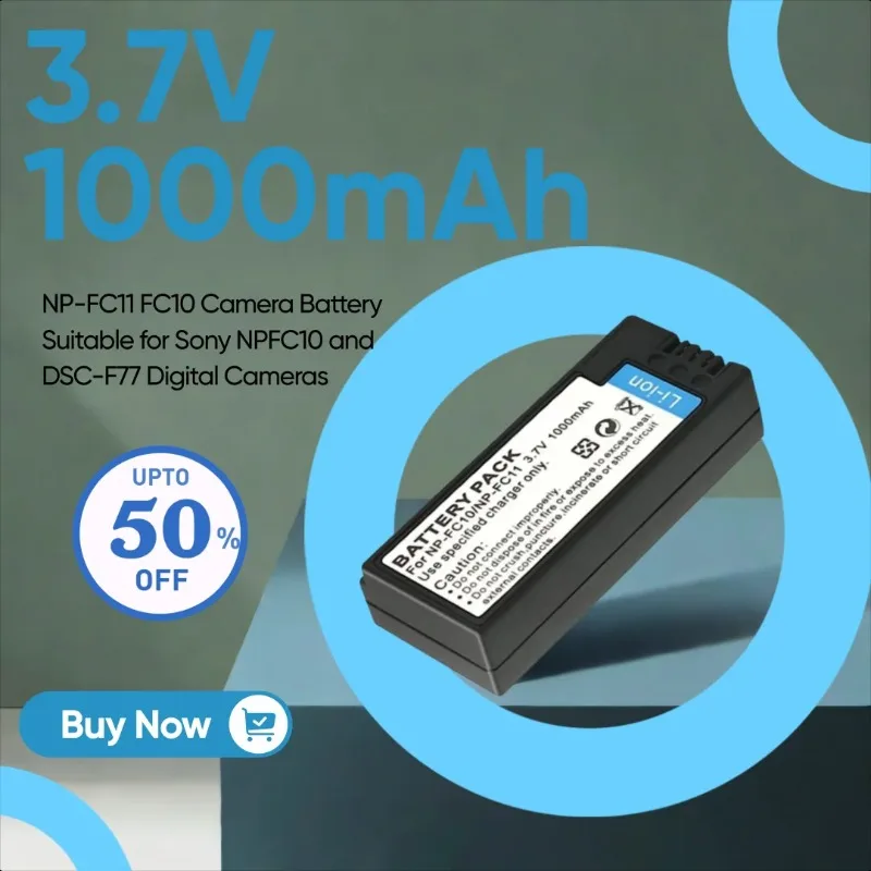 

3.7V 1000mAh NP-FC11 FC10 Camera Battery Suitable for Sony NPFC10 and DSC-F77 Digital Cameras.