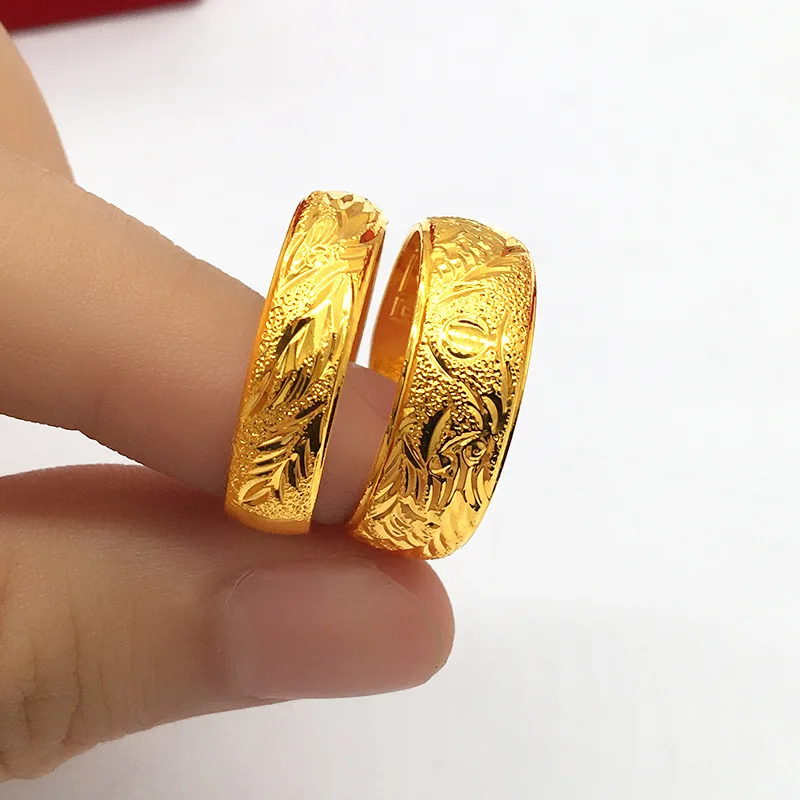 Dragon and phoenix couple ring ring smooth ring 9999gold