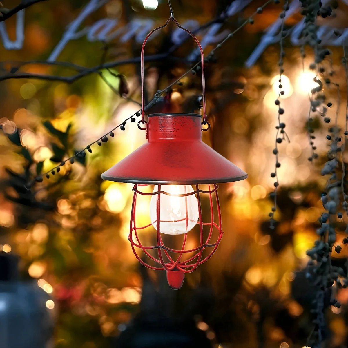 Solar Lantern Outdoor Hanging Light, Metal Solar Hanging Lights Outdoor, Vintage Courtyard Solar Hanging Light Decoration, Metal Solar Lantern Light, for Garden Yard Patio Proch Decor