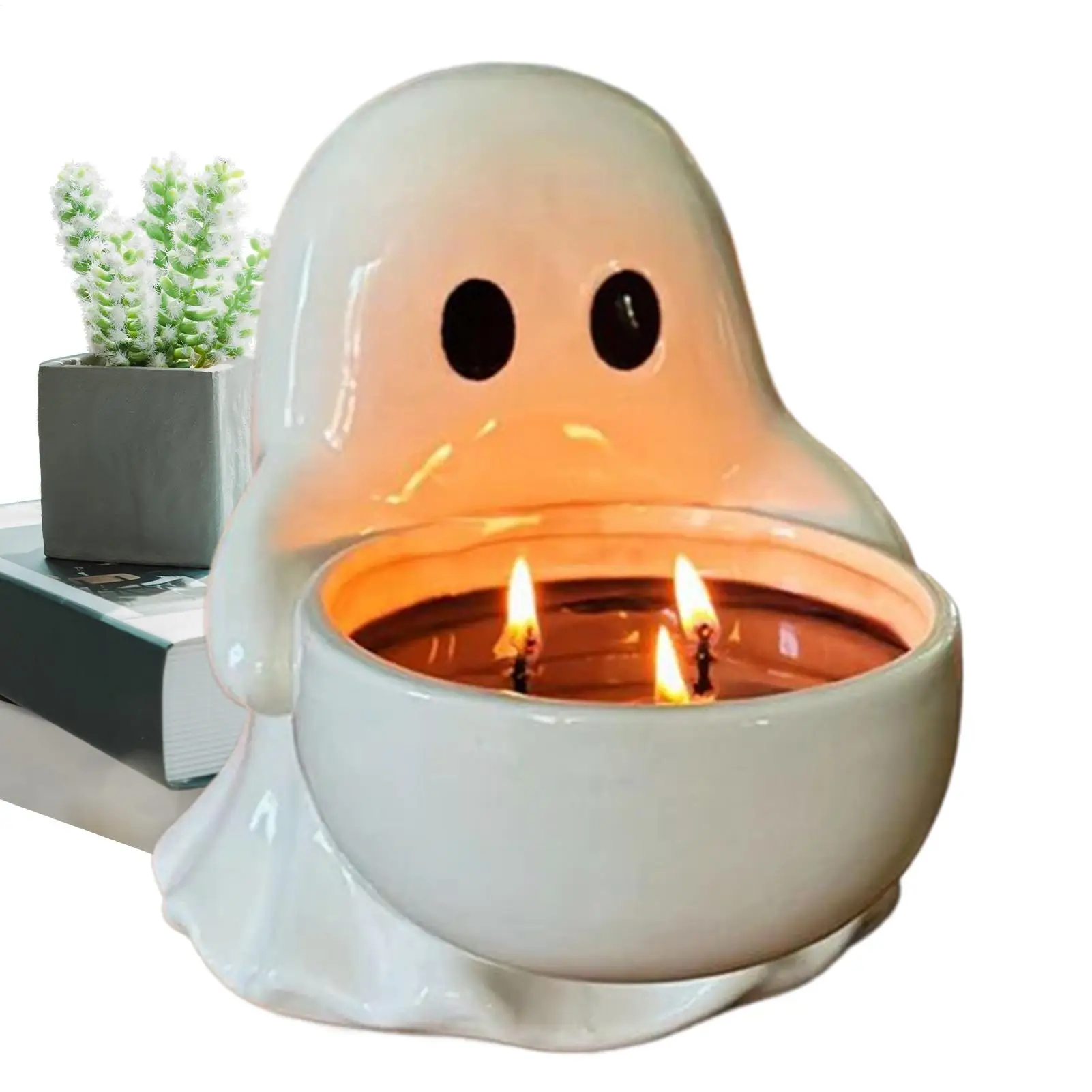 

Ghost Candle Holder Halloween Ghost Spooky Candlestick Holder Tealights Aromatherapy Lamp Stand For Table Centerpiece Desk