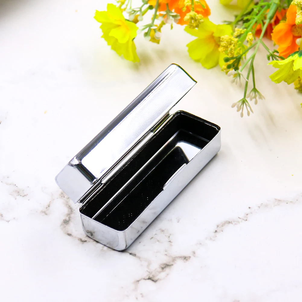 Metal Metallic Lip Stick Box Cosmetic Pill Cases Holder Inside with Mirror Wall Gift Lipstick Woman Jewelry Box Packaging Case