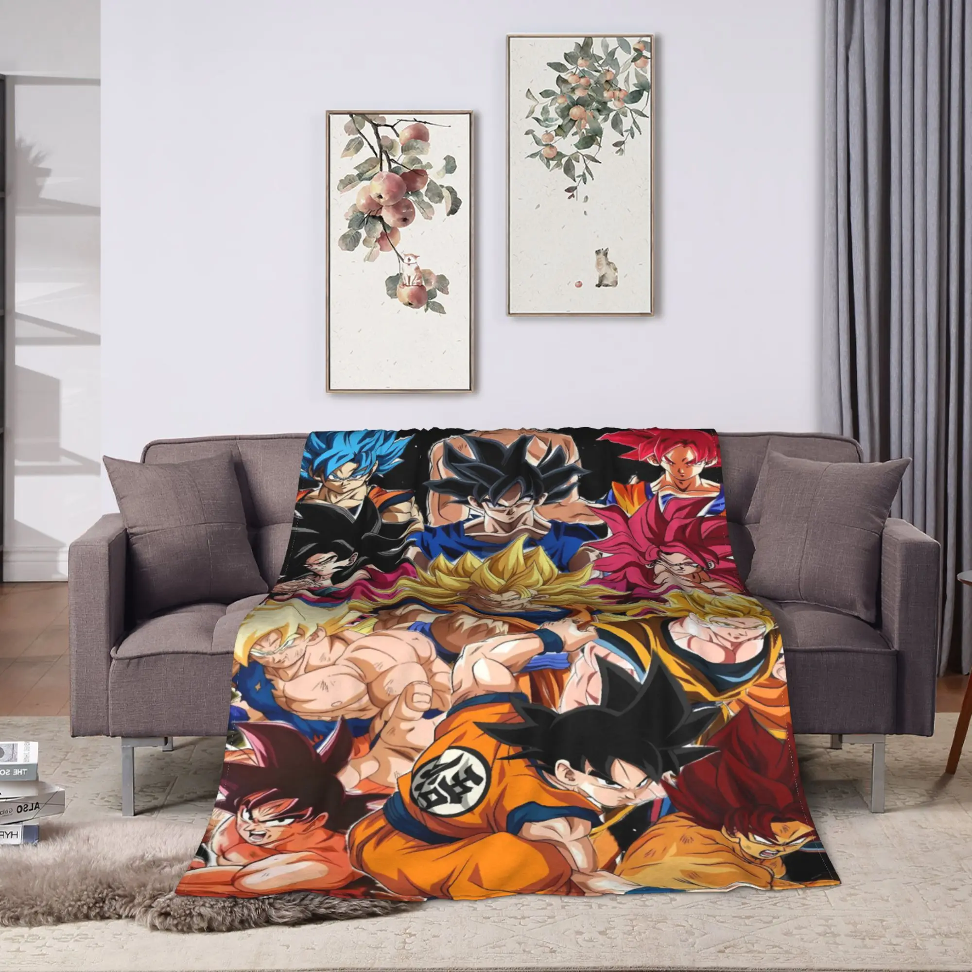 D-Dragon B-Ball 3D Japanese Anime Flannel Blanket Winter  Warm Soft Bedding Throws for Kids Novelty Bedspread Sofa Bed Cover