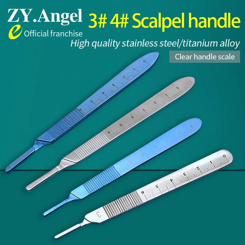 Medical scalpel handle 3 # 4 holder thickened stainless steel titanium alloy surgical plastic scalpel with scale