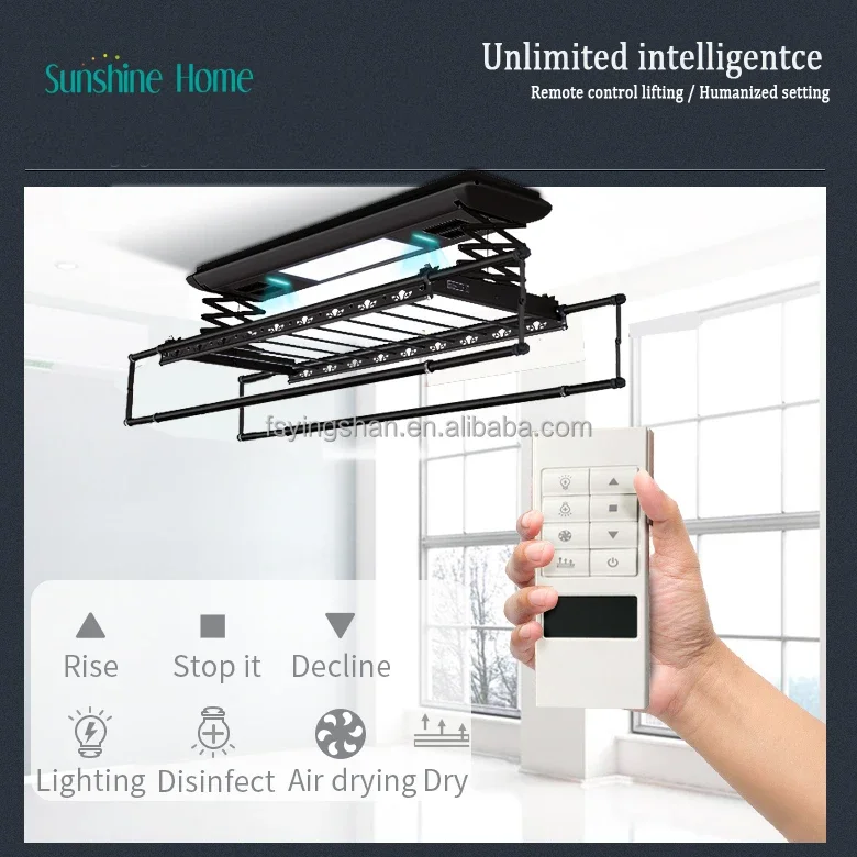 OEM czarny sufit elektryczny wieszak na ubrania podgrzewany stojak na suszarkę suszenia z dezynfekcją UV