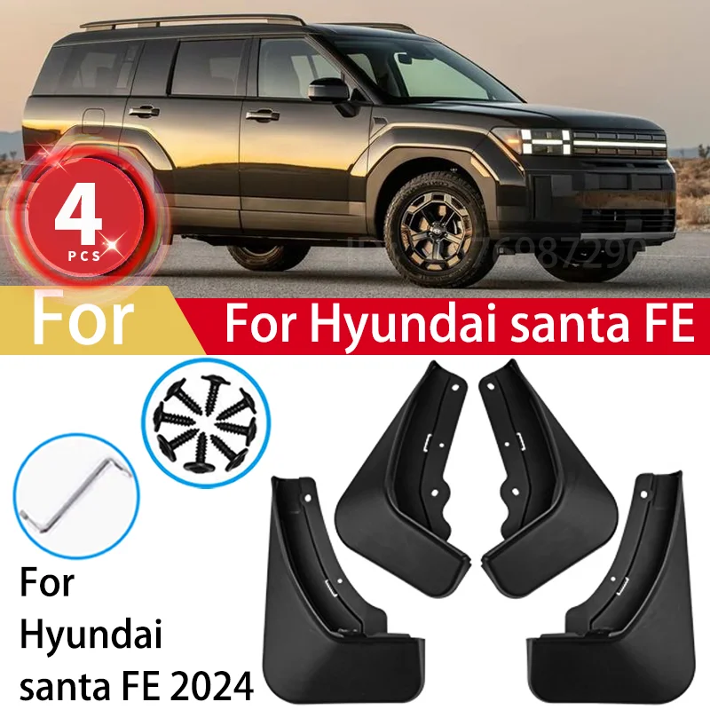 

For Hyundai santa FE 2024 Mud Flaps Car Mudguards Plastic Fender Cover Flares Splash Guard Cover Exterior Accessories