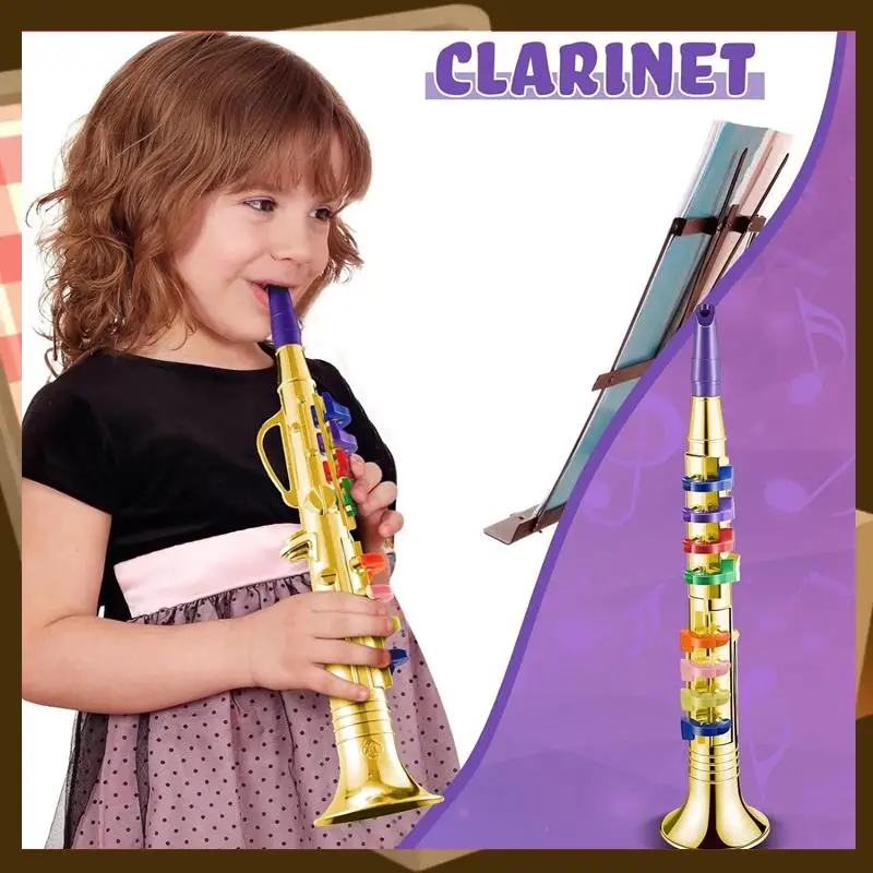 

Set Of 2 Music Instruments Trumpet And Saxophone Portable Clarinet With Colored Keys Educational Toy Parts For Home School-AA85