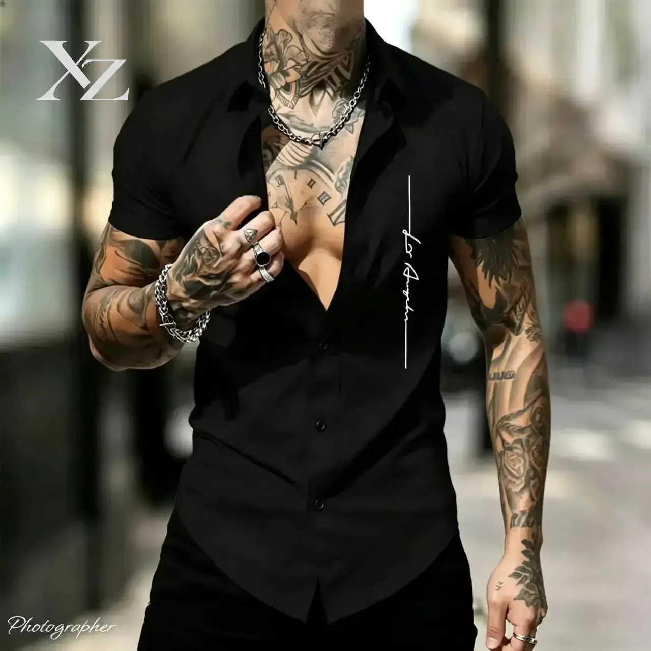 Premium Men's Short Sleeved 3D Printed Letters Fitness Shirt Casual Elastic Comfortable Breathable Fashionable Top