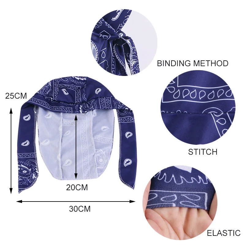 Unisex Women Men Bandana Hat Stretchy paisley Durag Print Breathable Chemo Turban Fashion Headwrap Headwear Pirate Head Scarf