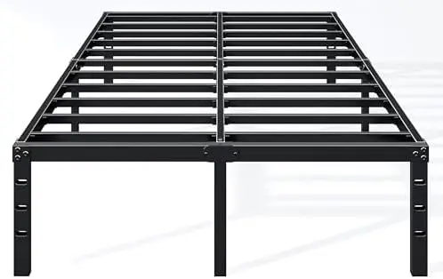 18 Inch King Bed Frame - Sturdy Platform Bed Frame Metal Bed Frame No Box Spring Needed Heavy Duty Easy Assembly Strong Bearing