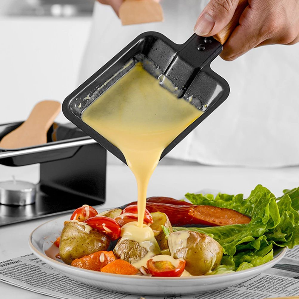 

Mini Cheese Melting Pan Grilling Tool Non Stick Griddle Plate Wooden Stove BBQ Fondue Mini Stove Vegetable Meat Seafood