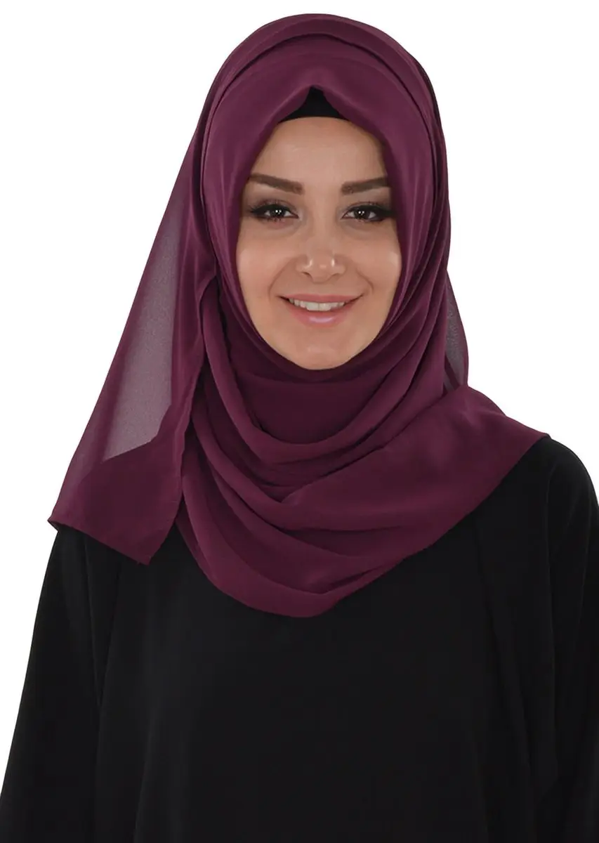 Classic design practical chiffon shawl plum