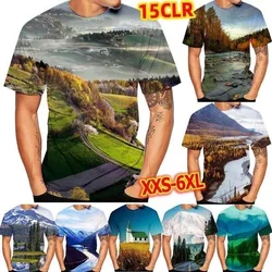 2024 New 3D Landscape Print T Shirt Cool Personalized Design T-Shirt Casual Harajuku Men's Plus Size Clothing