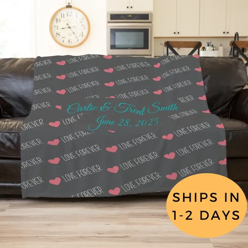 

Personalized Wedding Blanket, Custom Couch Blanket Wedding Gift, Throw Blanket Wedding, 13th Wedding Gift, 5th Anniversary Gift
