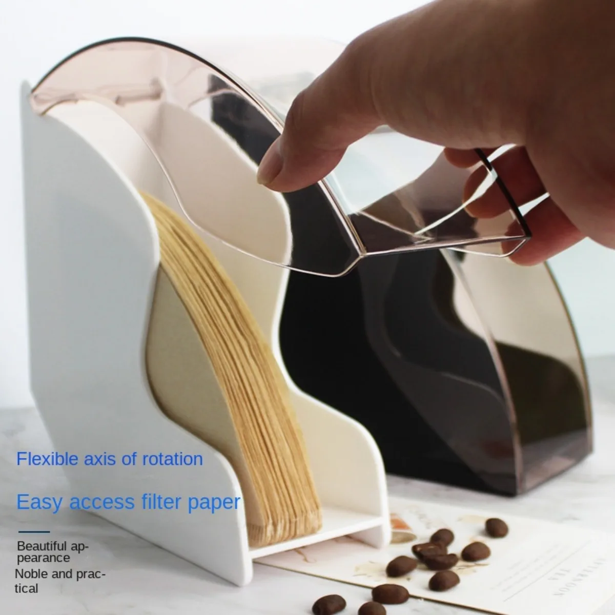 Coffee Filter Holder Coffee Paper Storage Rack Napkins Dispenser Container Stand with Dustproof Cover for V60 Cone Coffee Filter