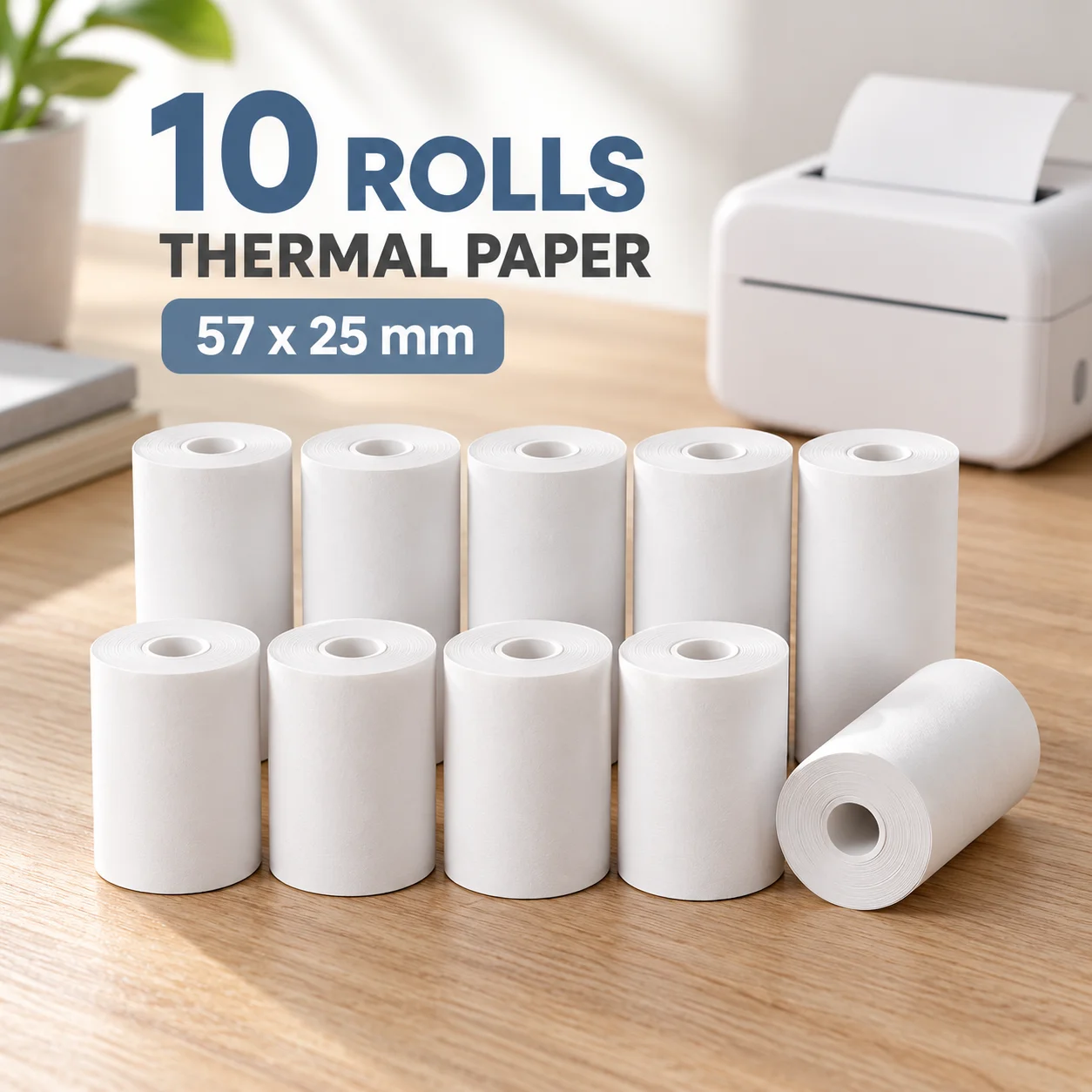 57x25mm White Thermal Paper Replacement Roll Smooth Feed Compatible for Instant Print Camera Mini Printer Photo Tag