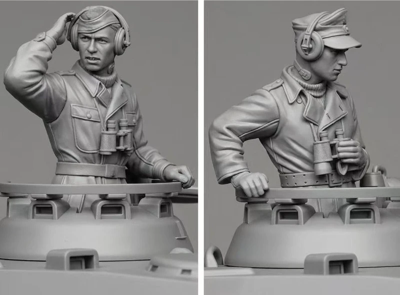 Harzfiguren-Modellbausatz im Maßstab 1:35, historische Militärminiaturen, Panzer-Kommandant-Set, 2 Figuren, unmontiert und unbemalt, 518