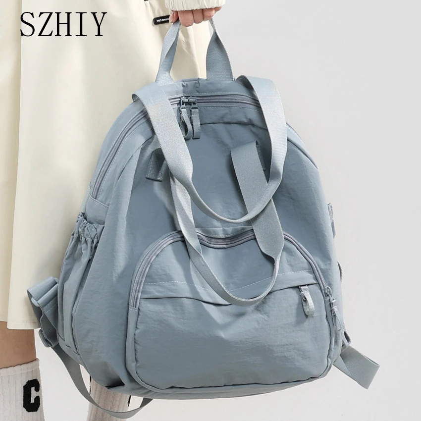 

Solid Color Backpack Women Casual Soft Back Student Travel Bag Lightweight Travel Shoulder Bag Mne School Waterproof Backpack