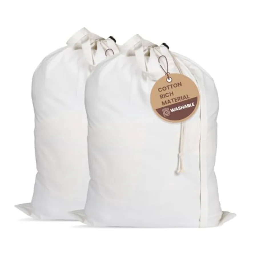 

LFH Home Cotton Canvas Large Laundry Bag with Handle, Heavy Duty Drawstring Closure Washable Laundry Bags, School Travel, Home,