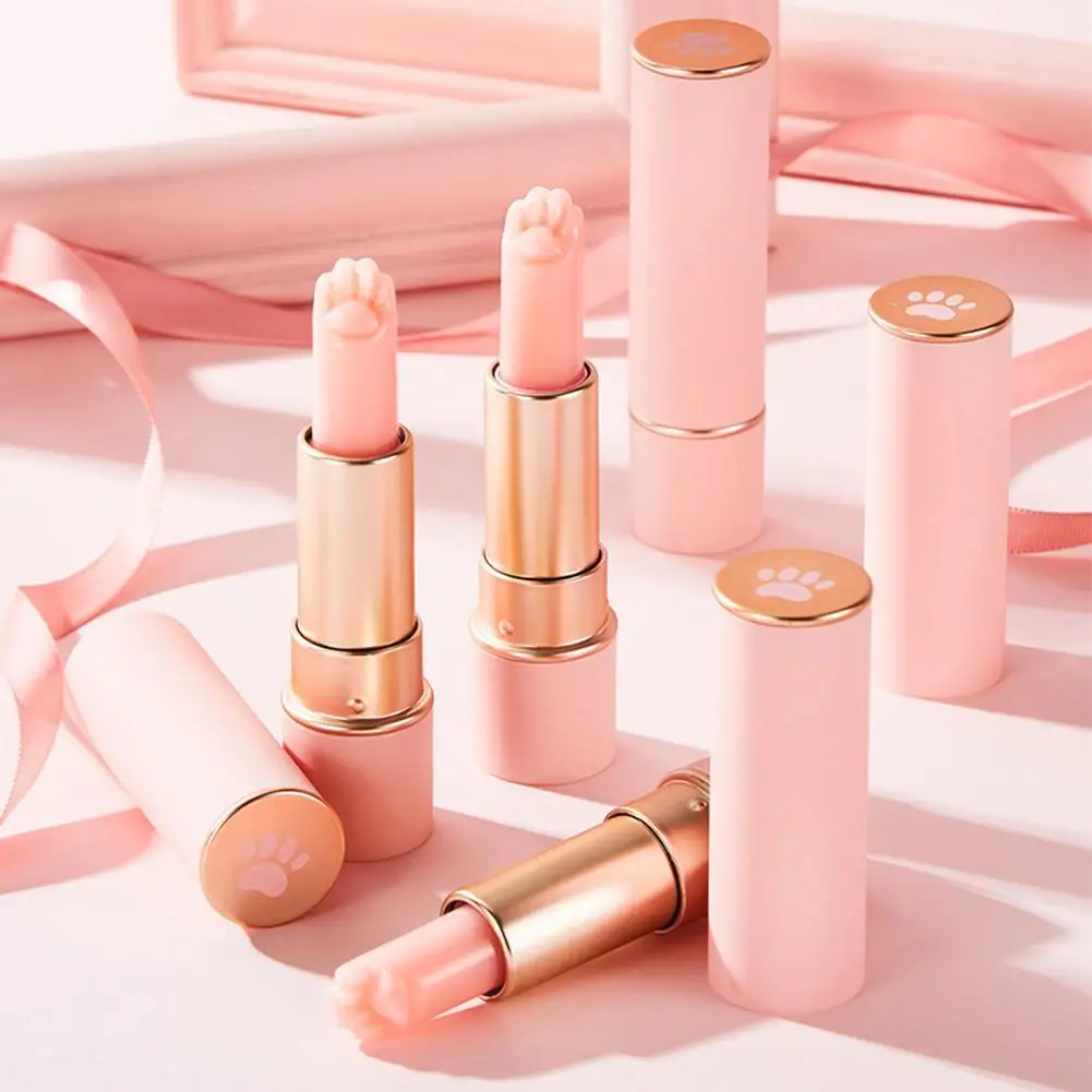 

Lasting Nature Temperature Change Lip Balm Cute Lip Care Cosmetics 5/10/15PCS Cat Paw Shaped Cute Pink Moisturizing Lips Balm