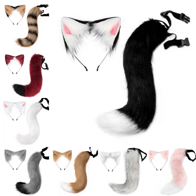 

Лиса, японская ручная работа, косплей, кошка, женские аксессуары, ремешок, повязка на голову, ухо животного, хвост, имитация кошачьих ушей, кошачий хвост, набор из 3 предметов