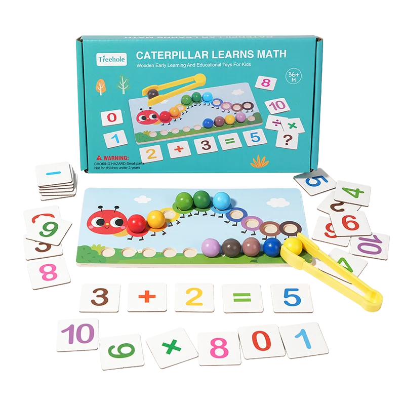 Giocattolo per l'apprendimento della matematica Caterpillar: perline pizzicate per riconoscere i numeri e fare l'aritmetica: realizzando l'apprendimento della matematica super divertente per i bambini!