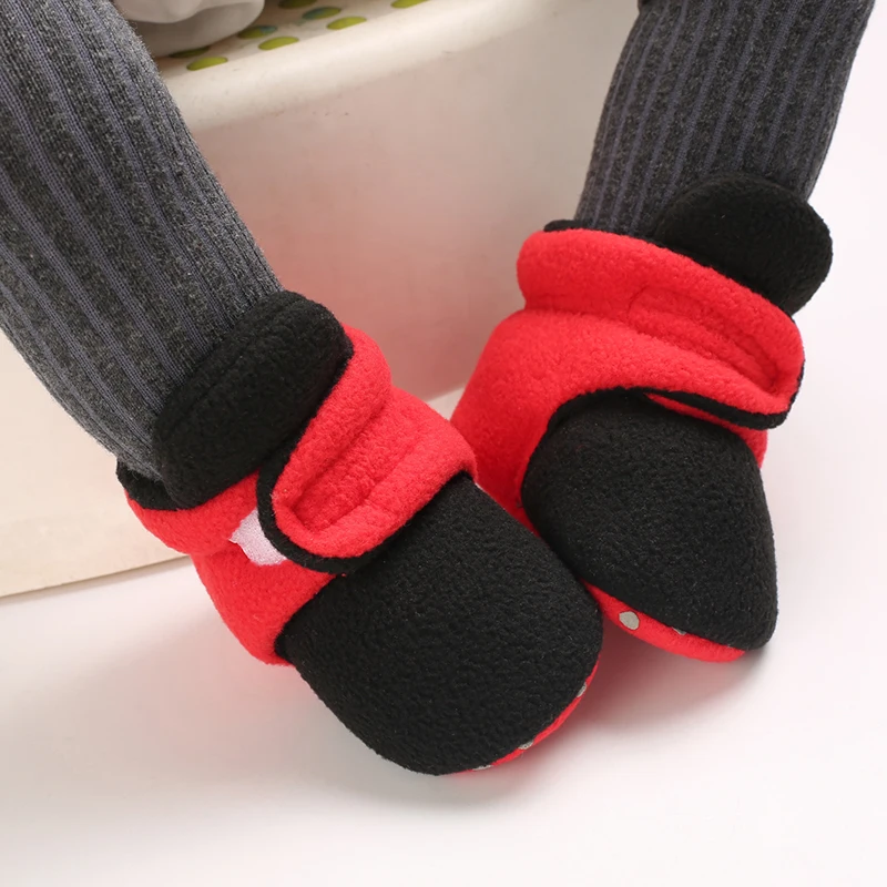 Autumn and winter baby cotton shoes with warm and thick fleece, anti fall Velcro, baby walking cotton shoes
