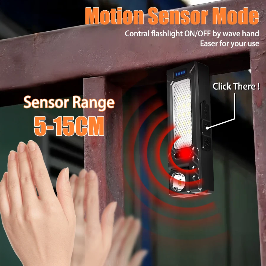 New Portable Mini LED Flashlight Super Bright Rechargeable Work Light Magnetic Pen Clip Torch Outdoor Emergency Camping Lanterna