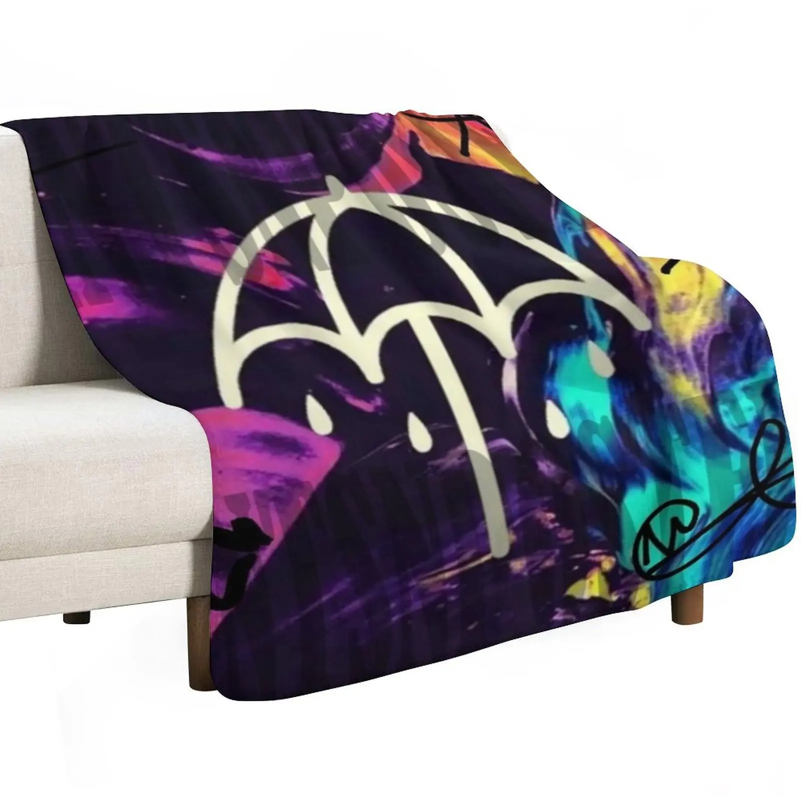 Umbrella splash with signed Throw Blanket Soft Beds Decorative Sofas Vintage Cute Summer Soft Big Blankets