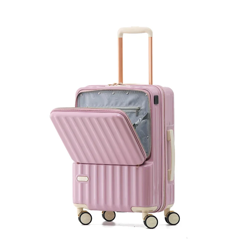 New Rolling Luggage Travel Suitcase Lightweight Trunk Front Open Suitcases Large Capacity Case Silent Universal Wheel luggage