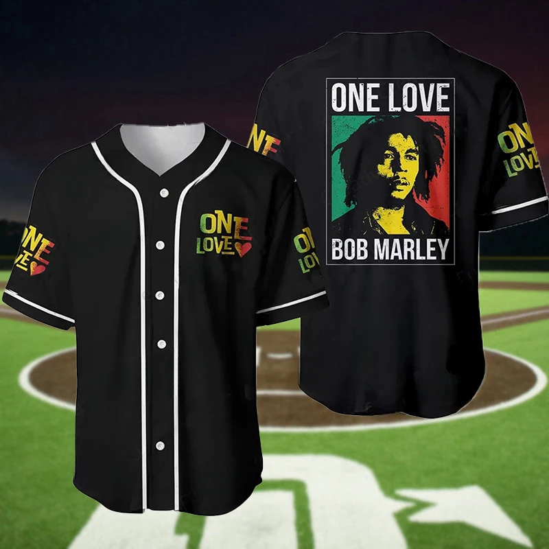 New Arriavl Vintage Reggae OneLove Bob Marley Print Jersey Fashion Men\'s Baseball Jersey Oversized Special Baseball Jerseys