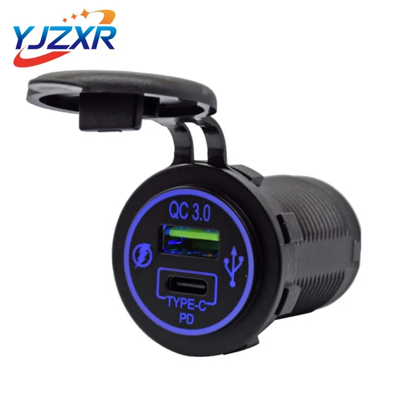 Cargador rápido de 12V/24V USB 3,0 tipo C batería cargador de coche