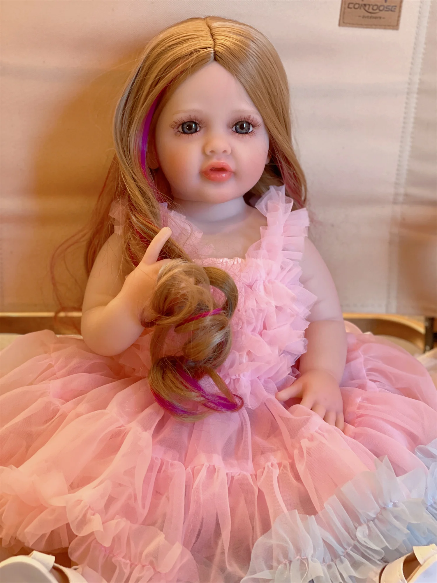 22 pouces peut lavable Betty Reborn enfant en bas âge fille avec peau peinte corps complet en vinyle poupée à la main réaliste réaliste Muñeca Reborn