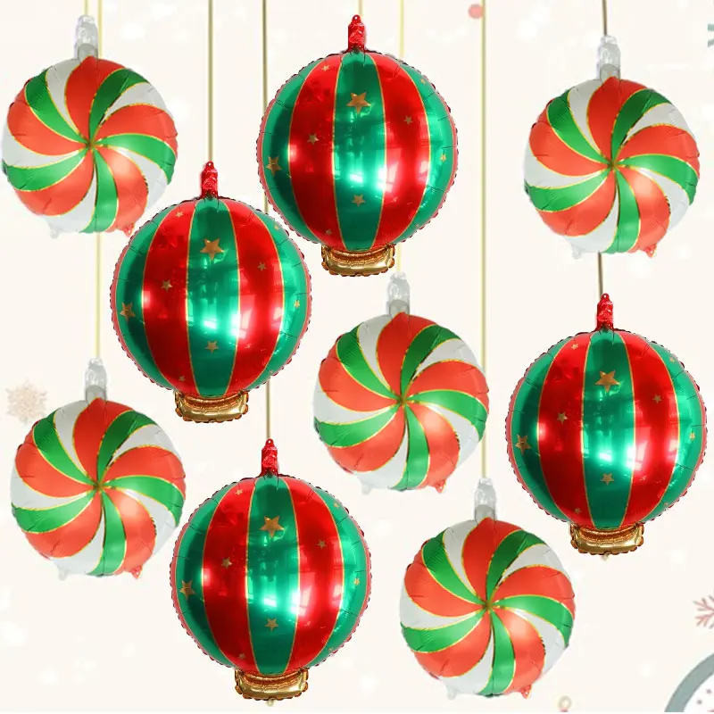 9 Stücke Weihnachten Runde Süßigkeiten Lutscher Aluminiumfolie Ballon Weihnachten Süße Insel Dekoration 2026 Neujahr Süßigkeiten Party Dekoration